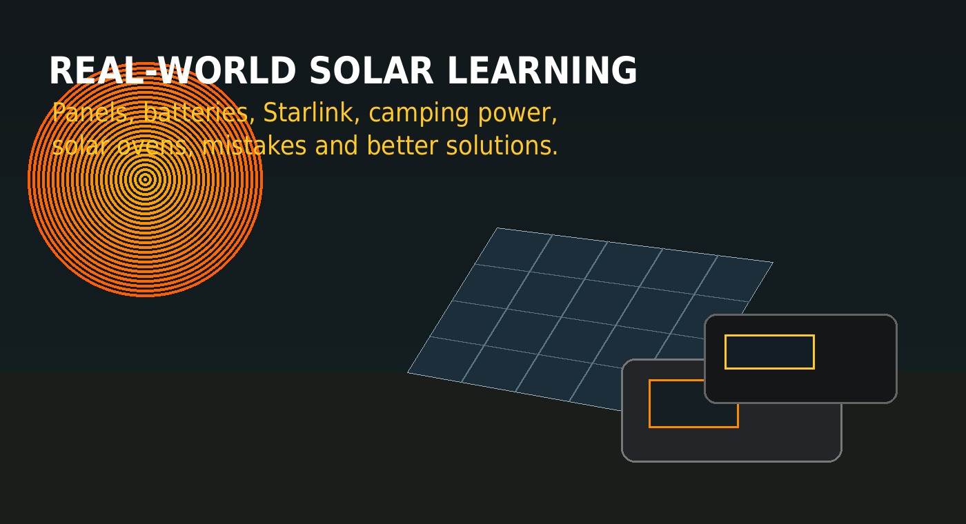 Portable solar panels and battery gear in an off-grid setting